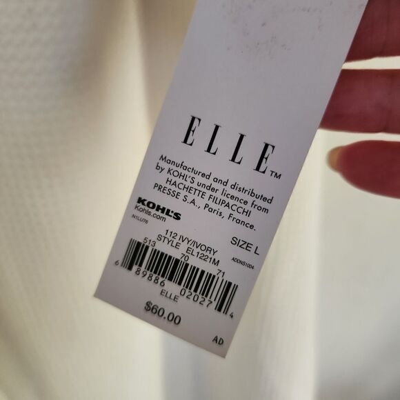 Elle Textured Embroidered Lace Ruffle Sleeve Ivory White Sheath Dress Size Large - Picture 7 of 11